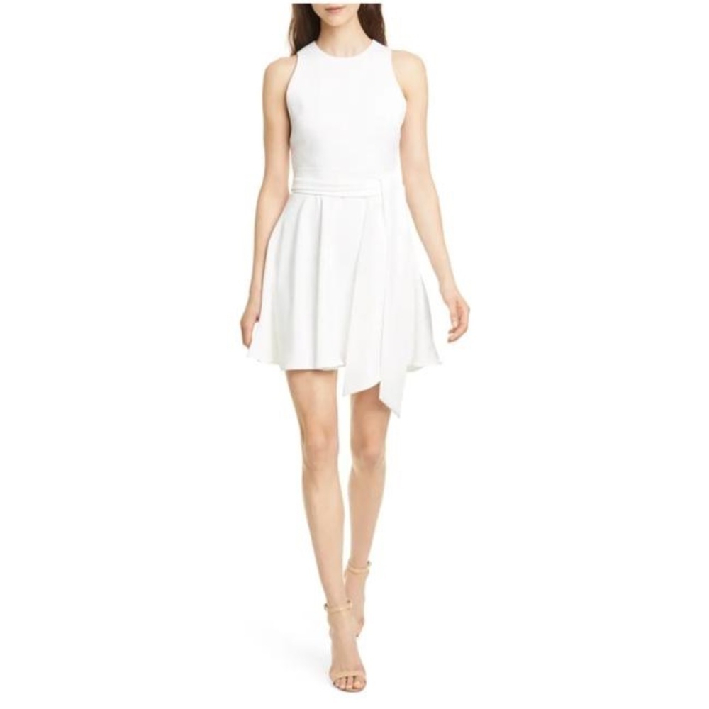 NEW Alice + Olivia Wesley Fit and Flare Dress White 12